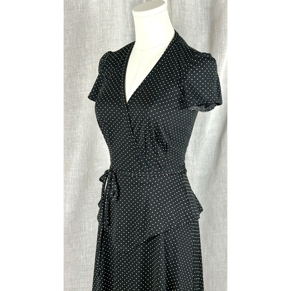 Vintage 70's Polka Dot Peplum Dress Parisian Chic French Girl Dark Academia Sz S - Picture 6 of 12